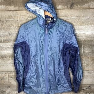 Columbia blue zip up windbreaker outdoor hiking active rain jacket women…